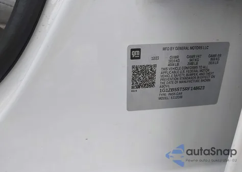 2024 Chevrolet Malibu Fwd Ls из США, поврежденный, VIN 1G1ZB5ST5RF148623